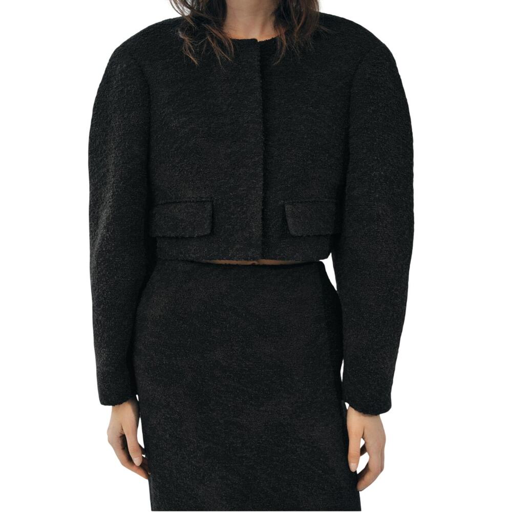 ZARA 2024 Z/W LIMITED EDITION 0040/835 CROPPED JACKET BLACK SMALL 4 6 NWT